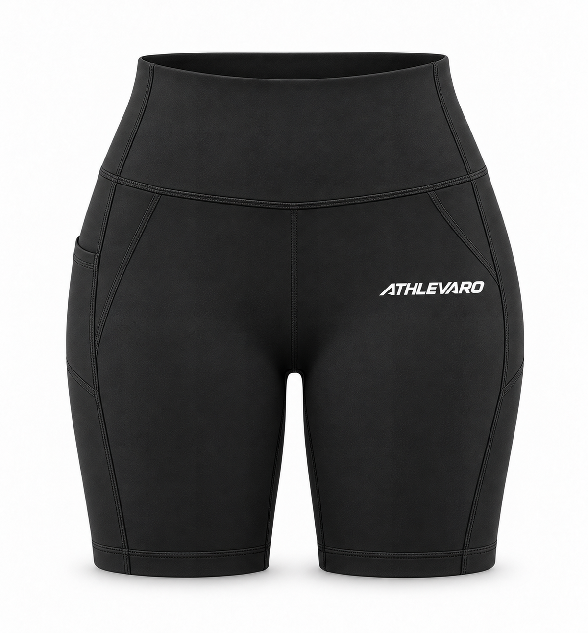 ATHLEVARO Black High-Waisted Biker Shorts